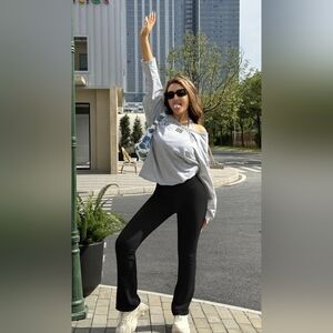 OQQ Black Fit & Flare Leggings L